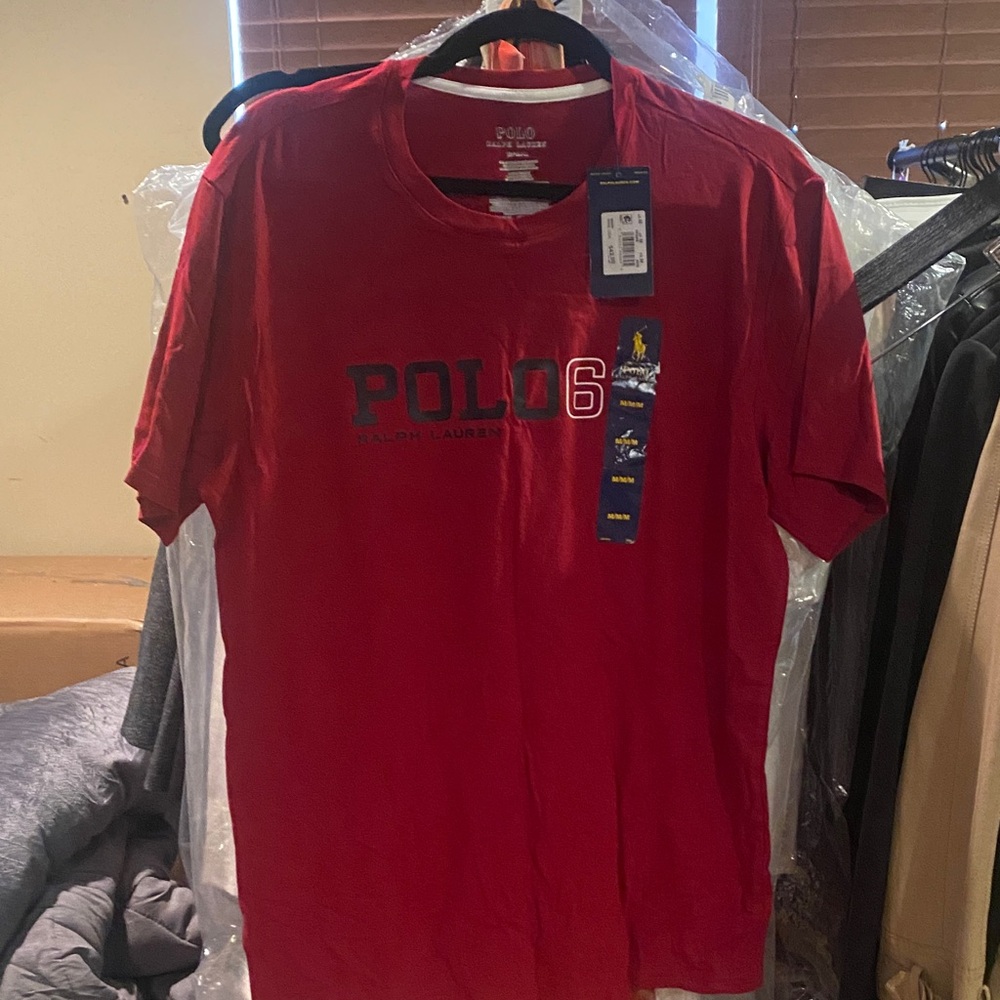 NWT Polo by Ralph Lauren Red Graphic Crew Neck T-Shirt